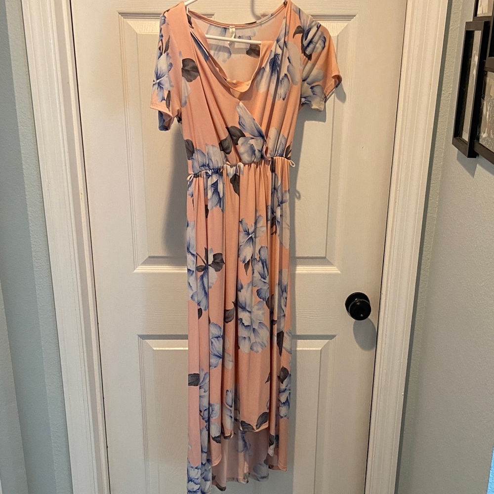 Floral Pink and Blue Maternity Dress